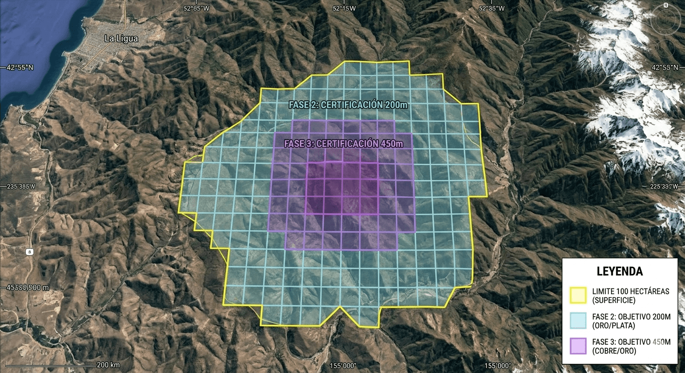 Diagrama de la mina a 450 metros de profundidad